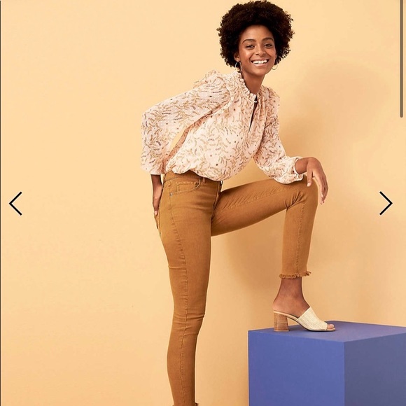 Loft — FRAYED HIGH WAIST SKINNY JEANS Bronze - Picture 2 of 2